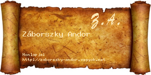 Záborszky Andor névjegykártya